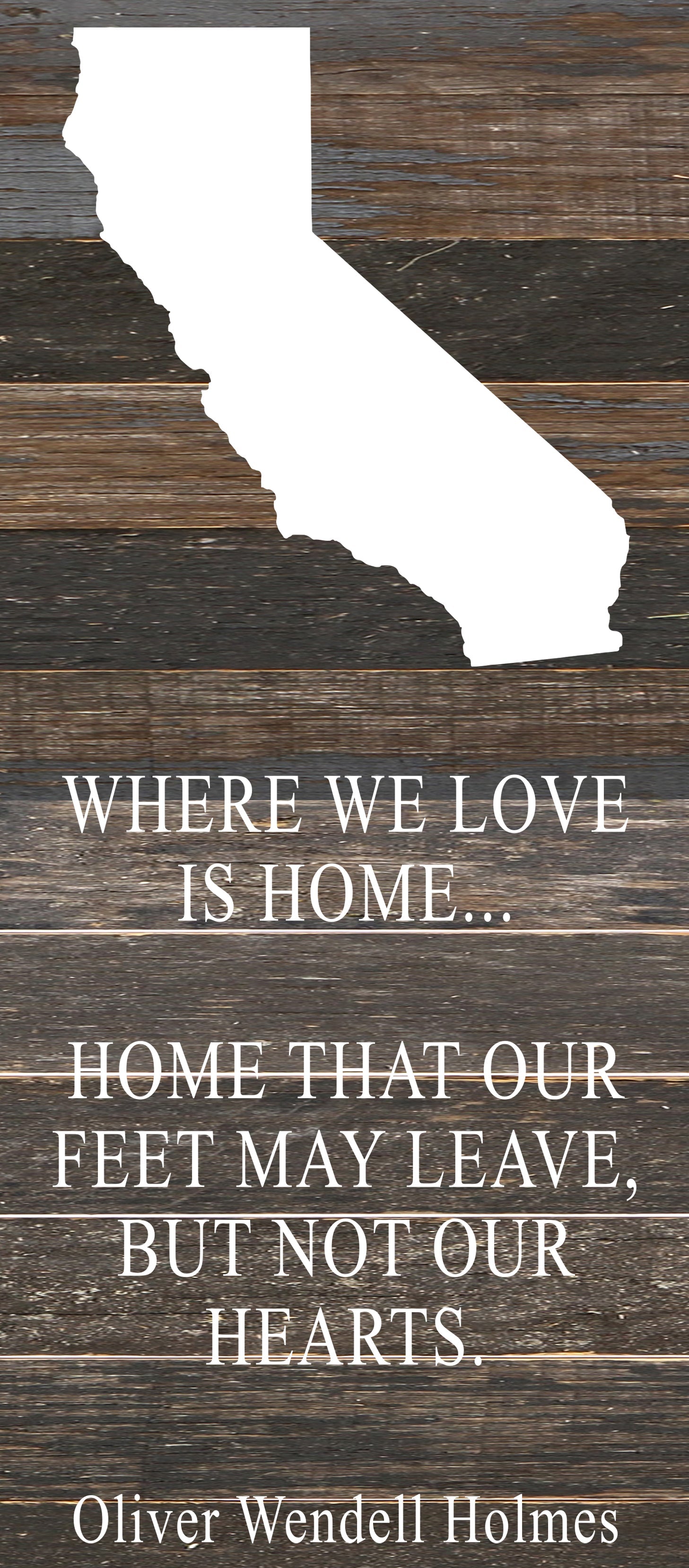 Where we love is home home that our feet may leave, but not our hearts. Oliver Wendell Holmes / 6"x14" Reclaimed Wood Sign