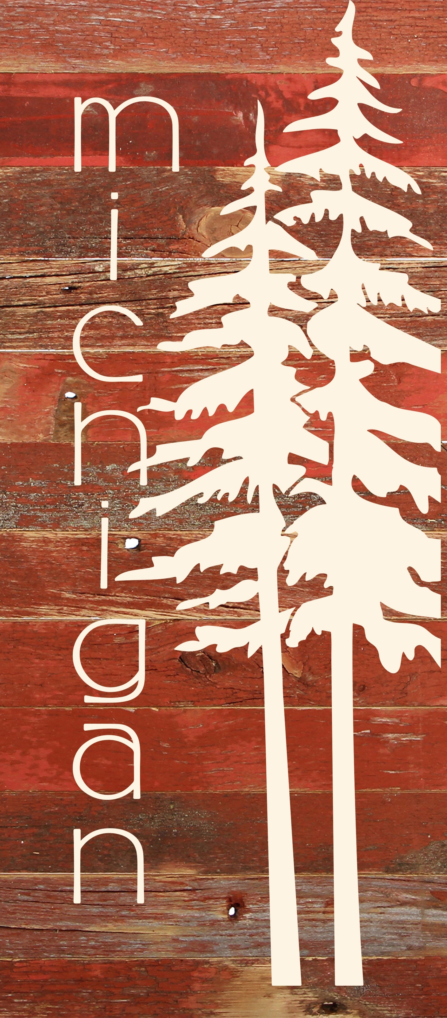State with tree outline / 6"x14" Reclaimed Wood Sign