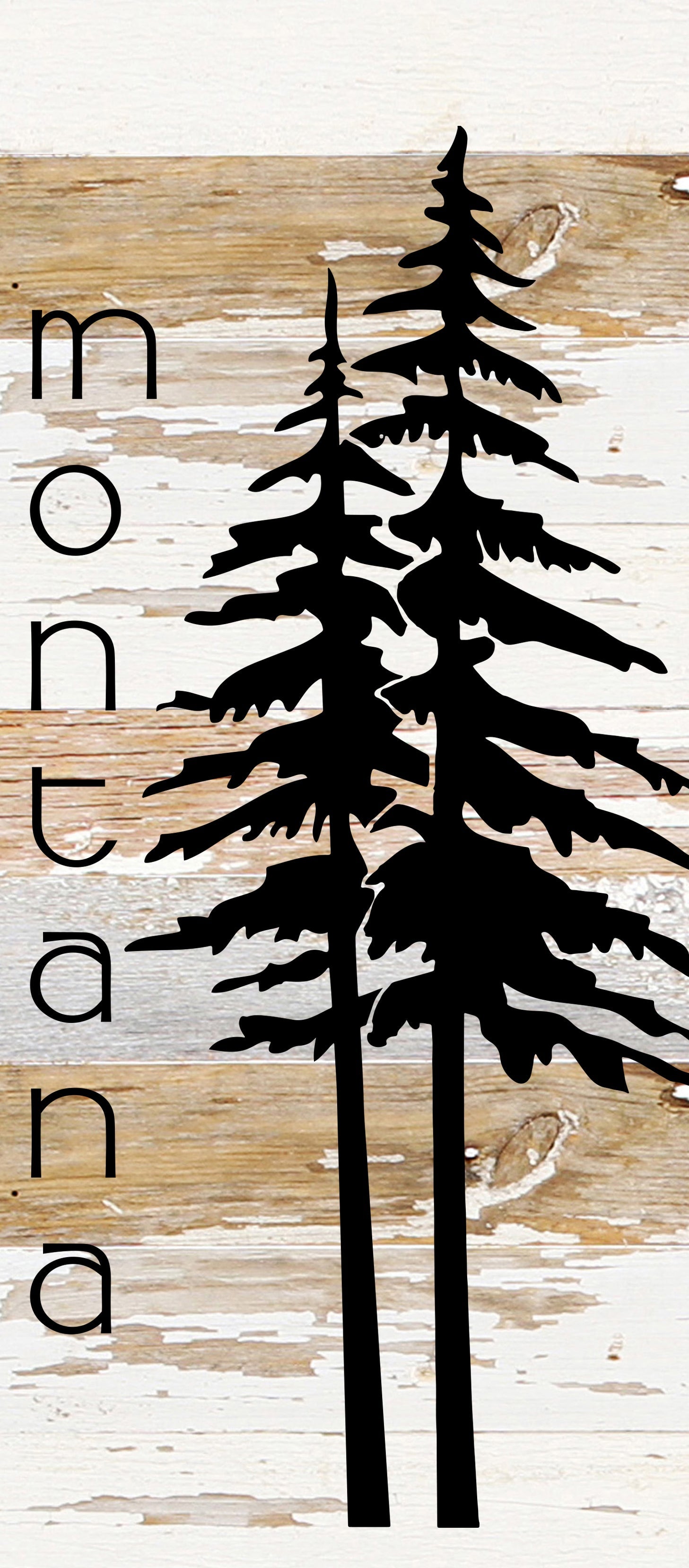 State with tree outline / 6"x14" Reclaimed Wood Sign