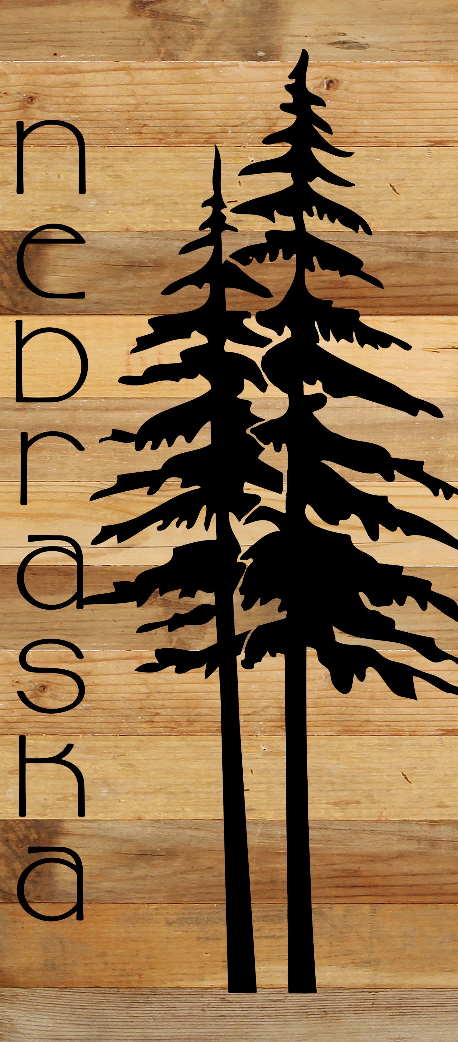 State with tree outline / 6"x14" Reclaimed Wood Sign