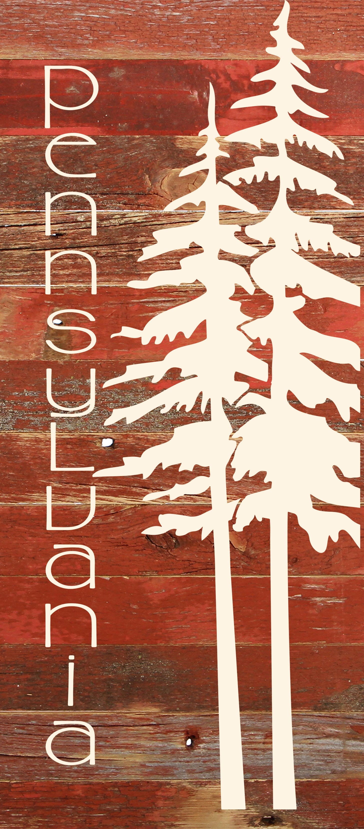 State with tree outline / 6"x14" Reclaimed Wood Sign