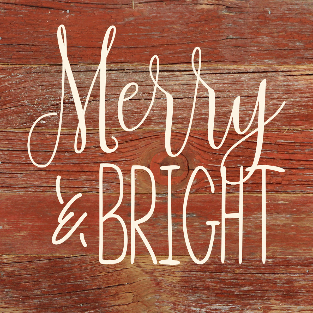 Merry & Bright / 6"x6" Reclaimed Wood Sign
