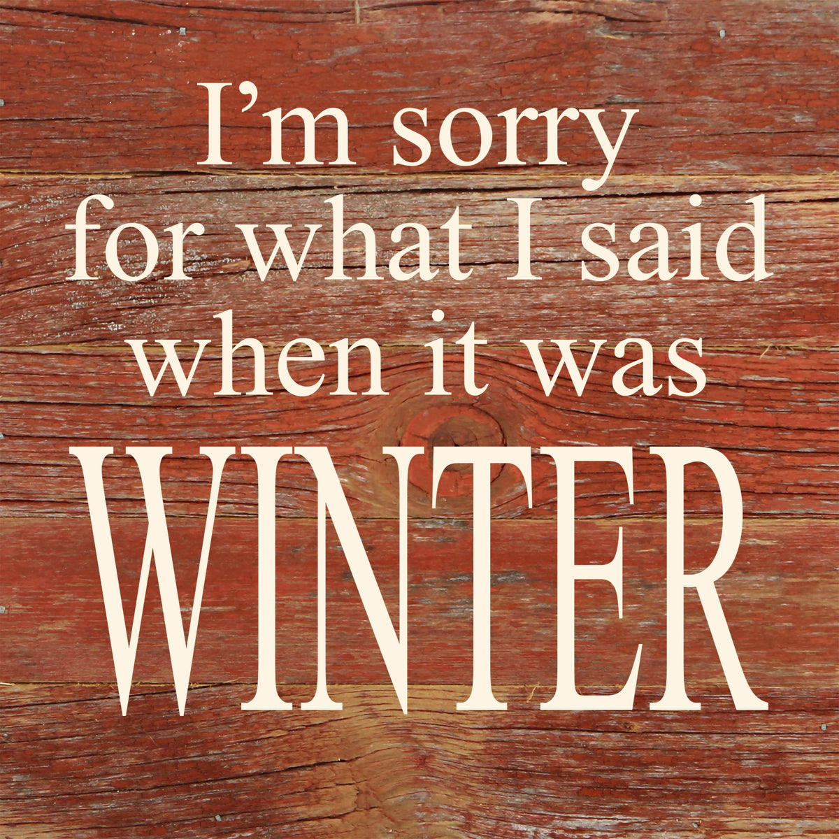 I'm sorry for what I said when it was winter. / 6"x6" Reclaimed Wood Sign