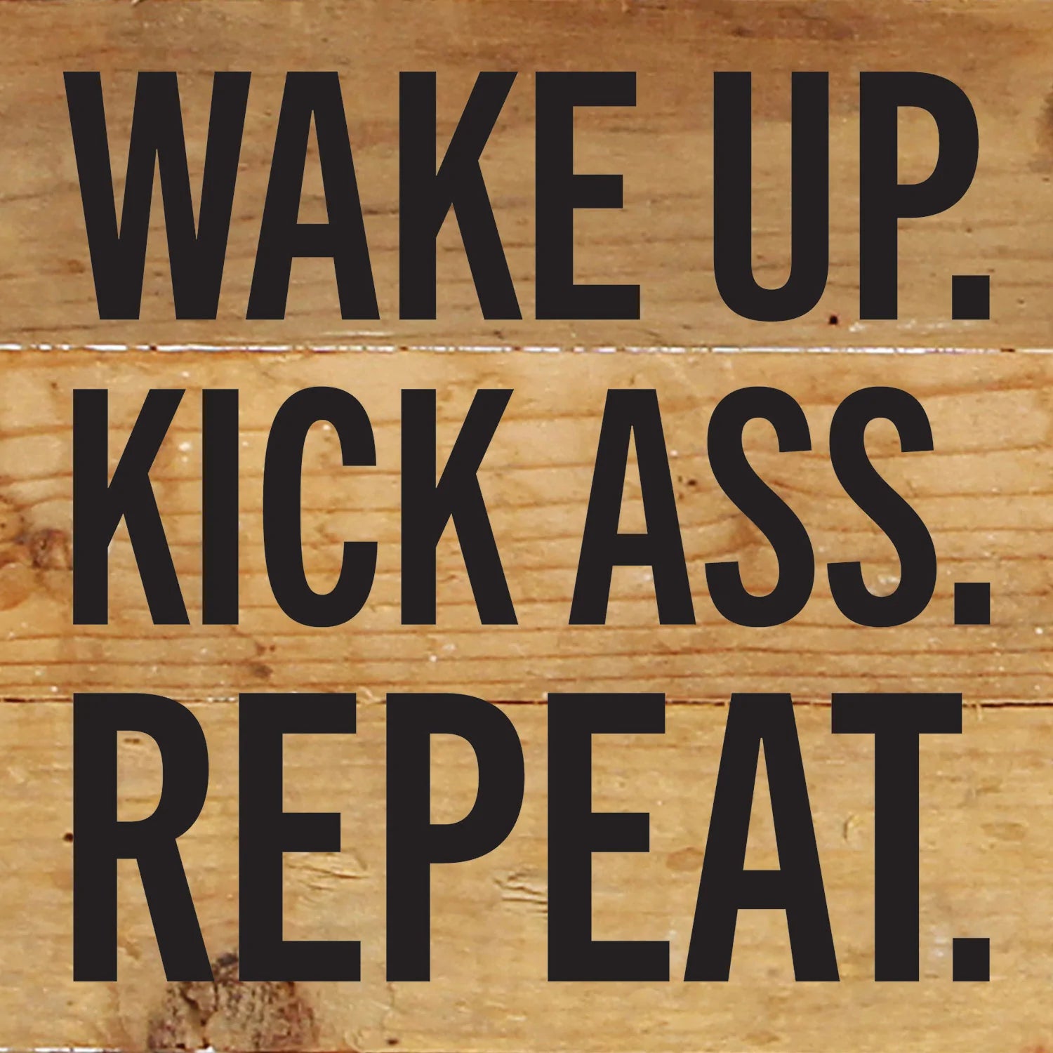 Wake Up. Kick Ass. Repeat / 6x6 Reclaimed Wood Wall Decor