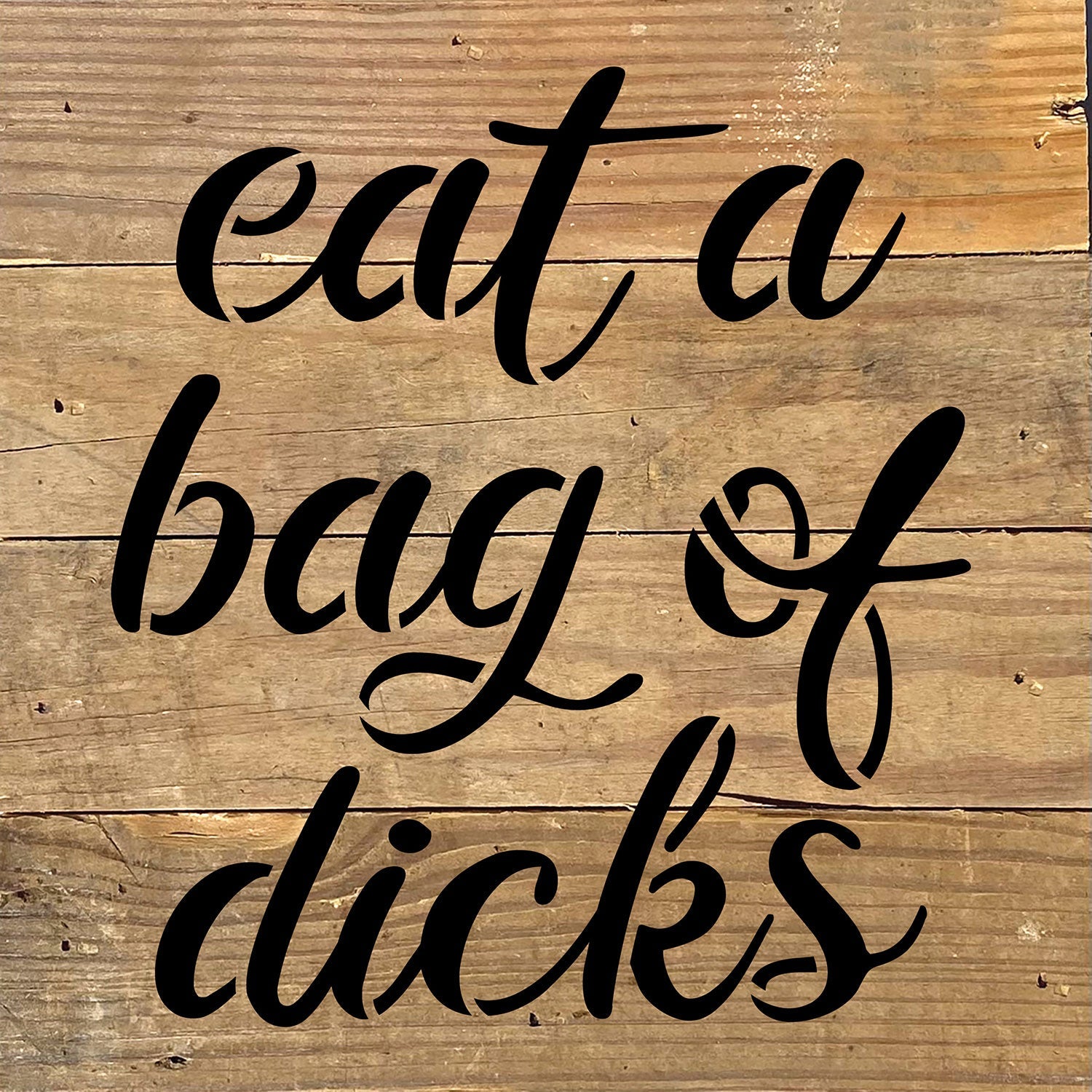 Eat a bag of dicks / 8x8 Blue Whisper Reclaimed Wood Wall Decor