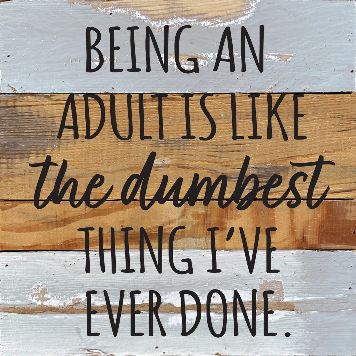 Being an adult is like the dumbest thing I have ever done / 10x10 Reclaimed Wood Wall Decor