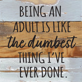 Being an adult is like the dumbest thing I have ever done / 10x10 Reclaimed Wood Wall Decor