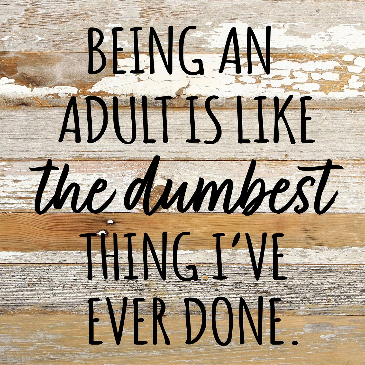 Being an adult is like the dumbest thing I have ever done / 10x10 Reclaimed Wood Wall Decor