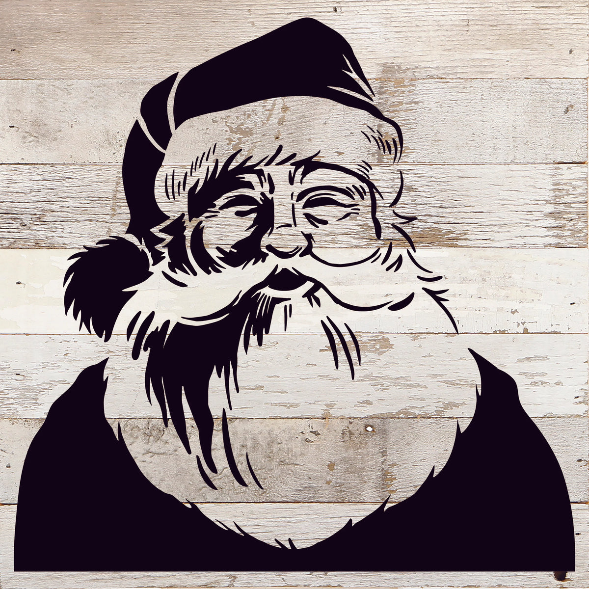 Santa Silhouette / 10x10 Reclaimed Wood Wall Decor