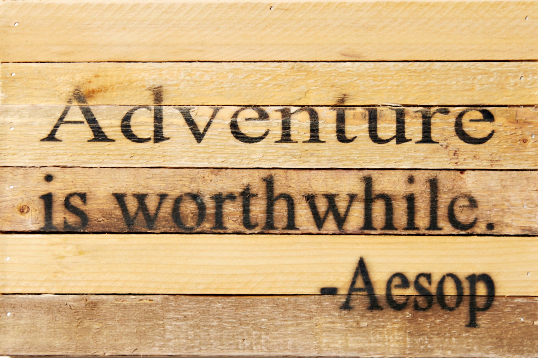 Adventure is worthwhile. - Aesop / 12x8 Reclaimed Wood Wall Art