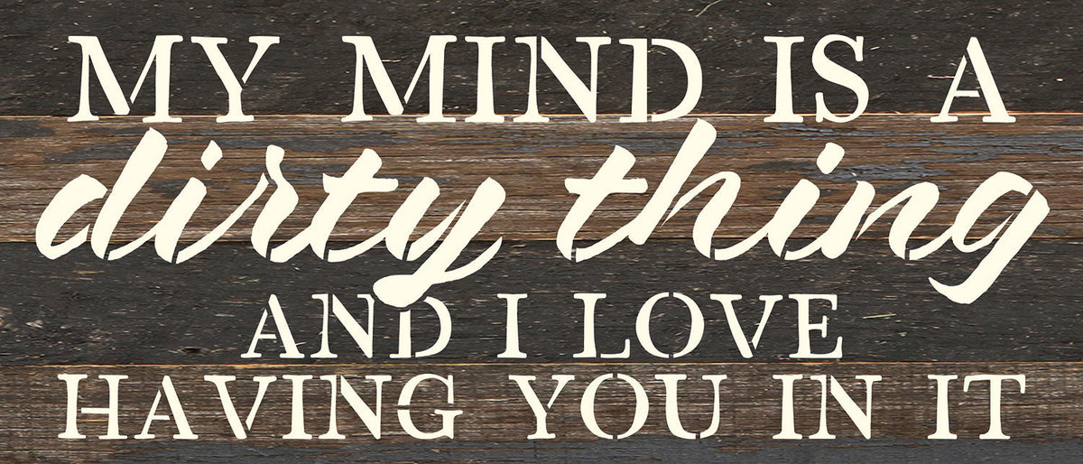 My mind is a dirty thing and I love having you in it / 14x6 Reclaimed Wood Wall Decor