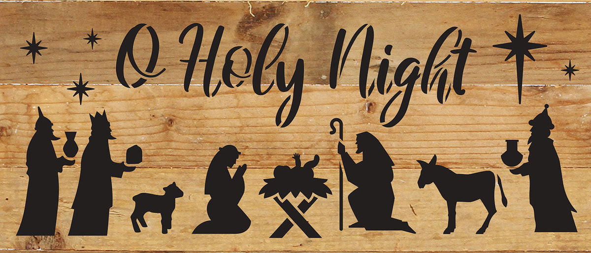 O Holy Night Nativity Scene / 14x6 Reclaimed Wood Wall Decor