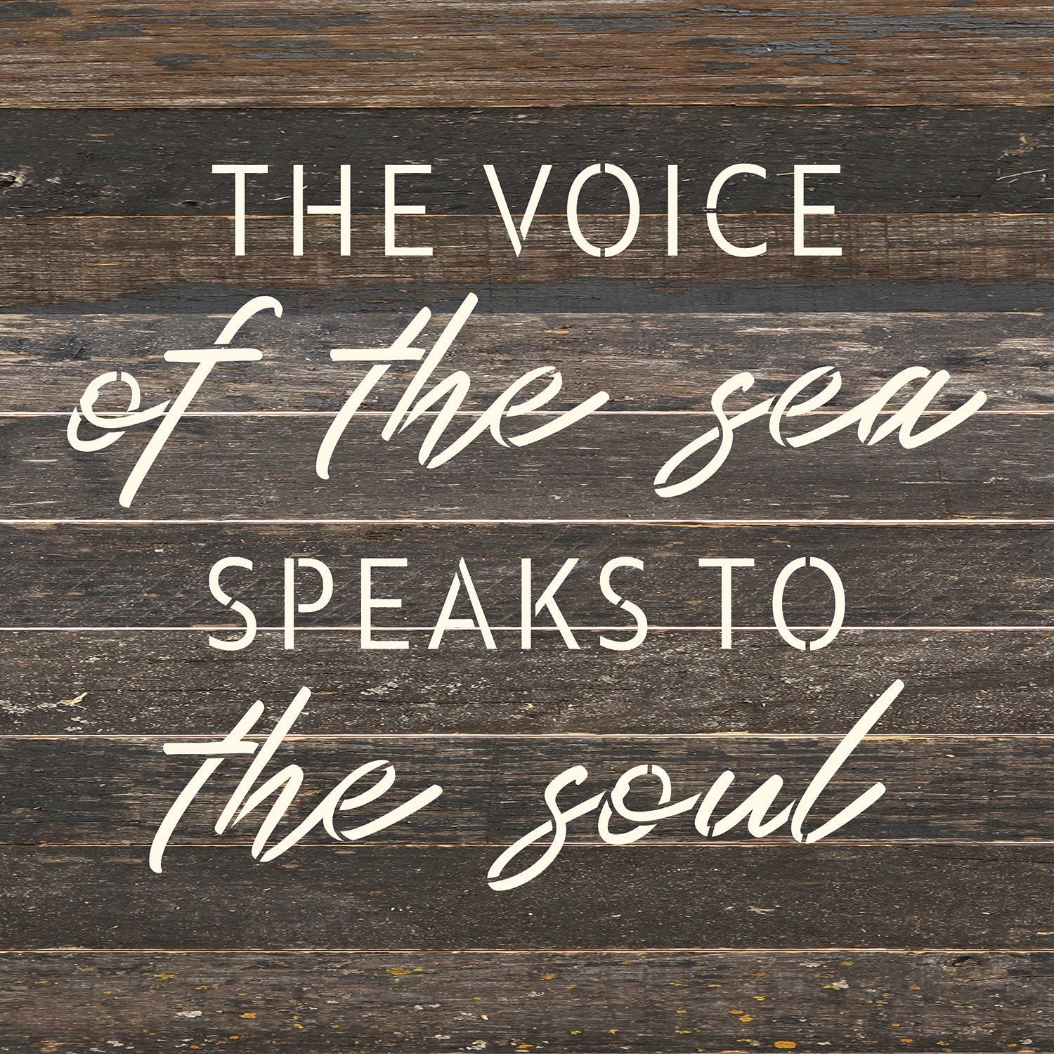 The voice of the sea speaks to the soul / 14x14 Reclaimed Wood Wall Decor