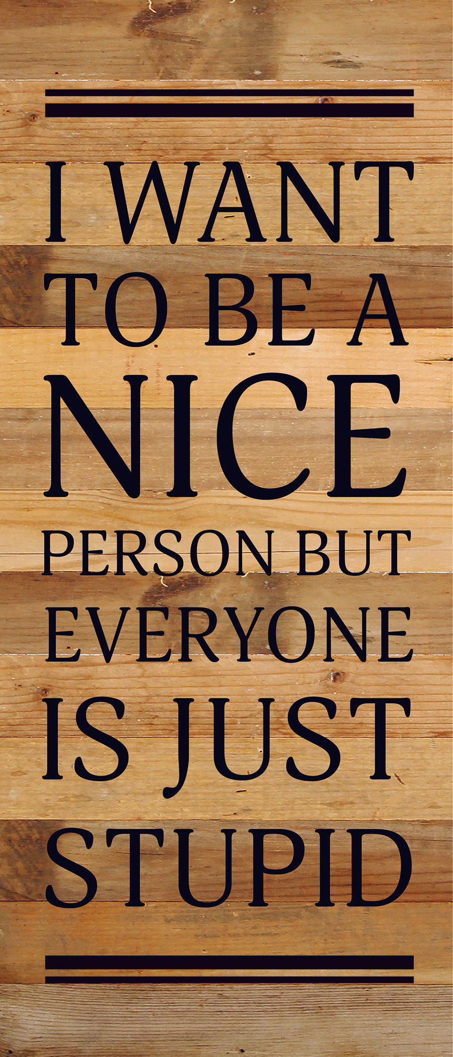I want to be a nice person but everyone is just stupid / 6x14 Reclaimed Wood Sign