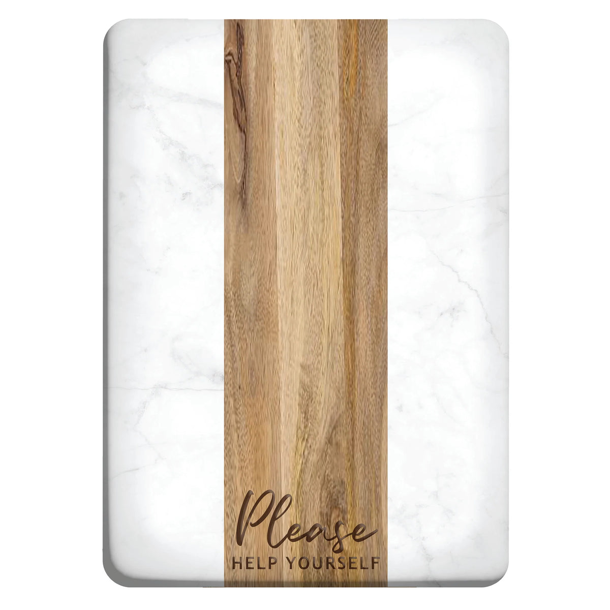 Please Help Yourself / Marble & Wood Serving Board