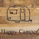 Happy Camper (vintage camper image) / 10"x10" Reclaimed Wood Sign