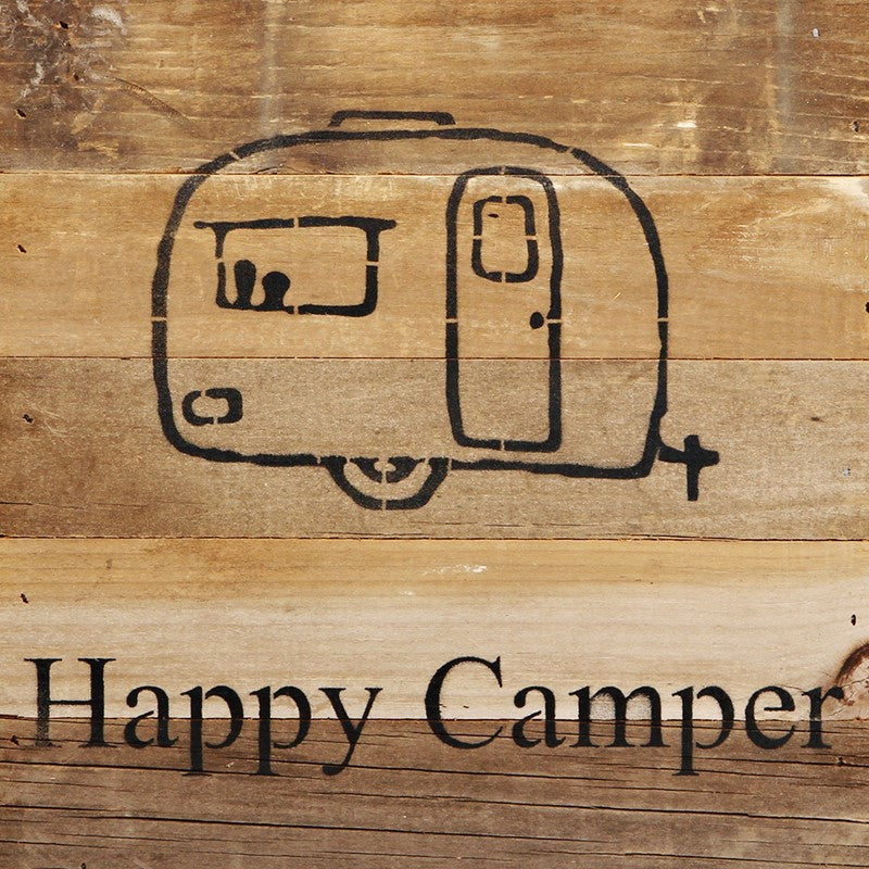Happy Camper (vintage camper image) / 10"x10" Reclaimed Wood Sign