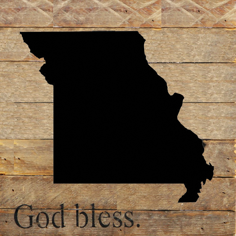 MISSOURI ~ God Bless / 10"x10" Reclaimed Wood Sign