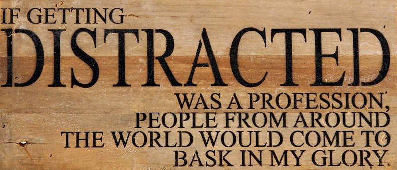 If getting distracted was a profession, people from around / 14"x6" Reclaimed Wood Sign