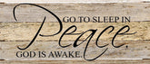 Go to sleep in peace. God is awake. / 14"x6" Reclaimed Wood Sign