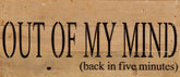 Out of my mind (back in five minutes) / 14"x6" Reclaimed Wood Sign