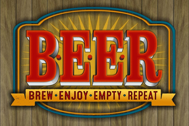 Beer: Brew, Enjoy, Empty, Repeat / 12x8 Indoor/Outdoor Recycled Plastic Wall Art