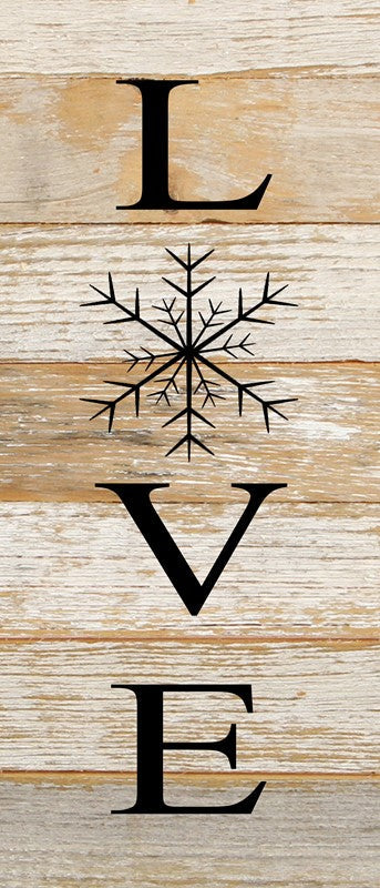 Love (with snowflake for O) / 6"x14" Reclaimed Wood Sign