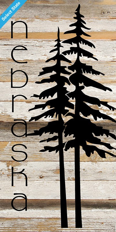 State with tree outline / 6"x14" Reclaimed Wood Sign