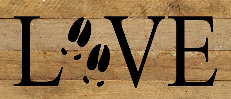 LOVE (deer/elk tracks) / 14"x6" Reclaimed Wood Sign