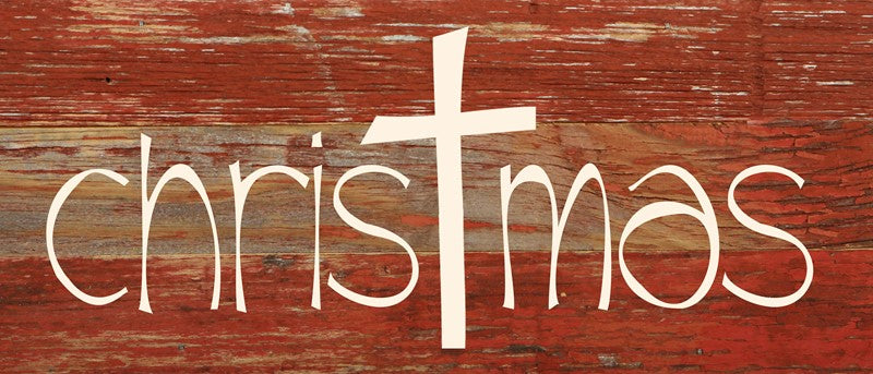 Christmas (Cross shape for T) / 14"x6" Reclaimed Wood Sign