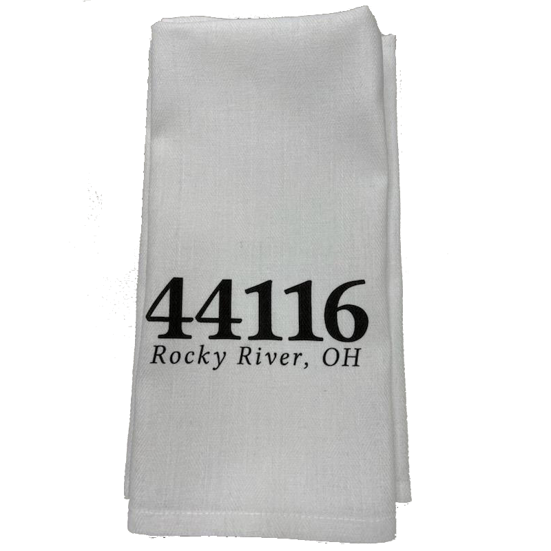 Custom ZIP Code Personalizable White Kitchen Tea Towel