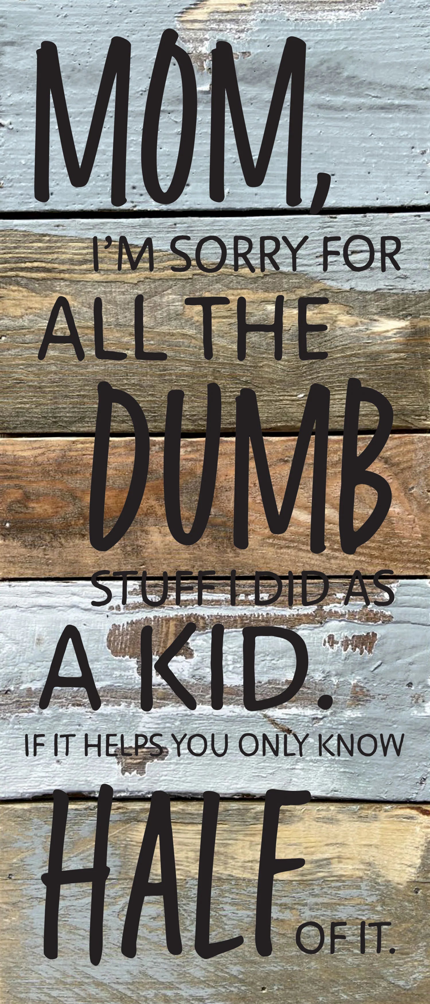 Mom, I'm sorry for all the dumb stuff I did as a kid. If it helps you only know half of it / 6x14 Reclaimed Wood Wall Decor