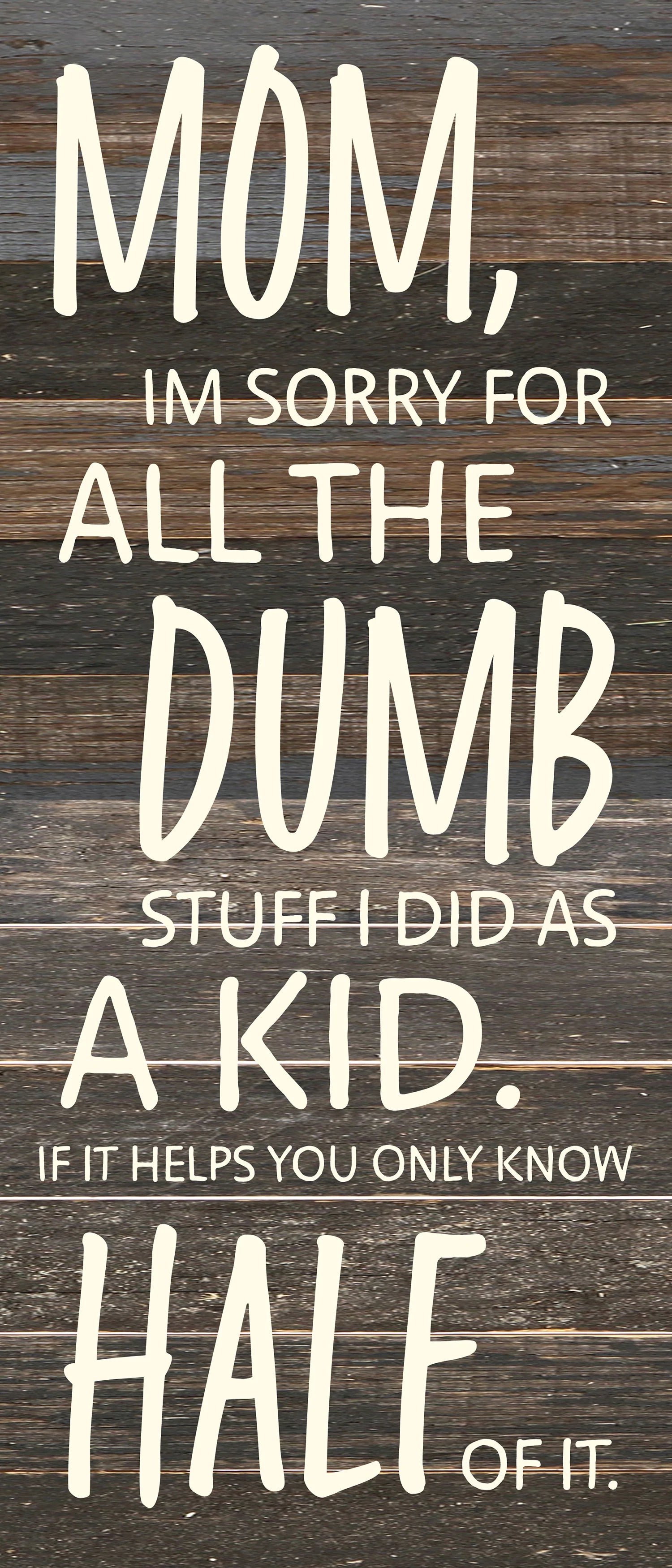 Mom, I'm sorry for all the dumb stuff I did as a kid. If it helps you only know half of it / 6x14 Reclaimed Wood Wall Decor