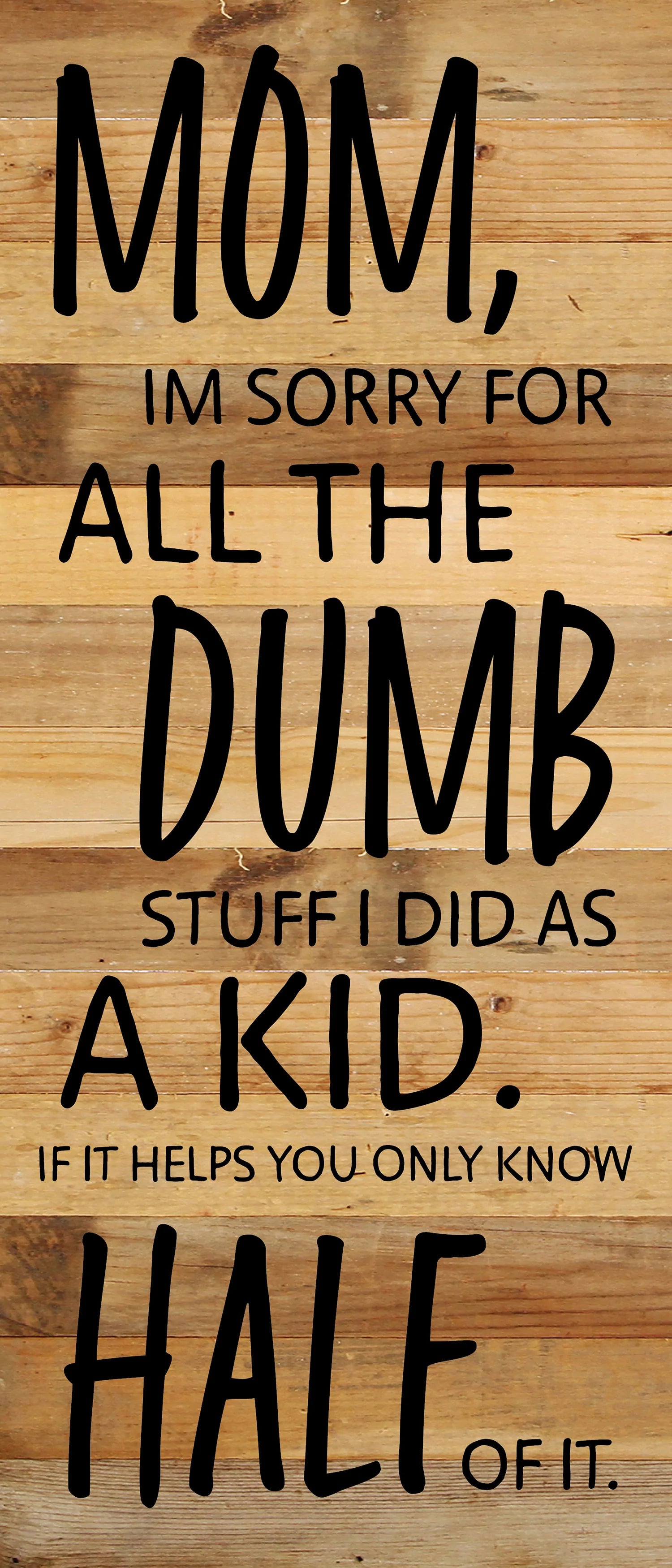 Mom, I'm sorry for all the dumb stuff I did as a kid. If it helps you only know half of it / 6x14 Reclaimed Wood Wall Decor