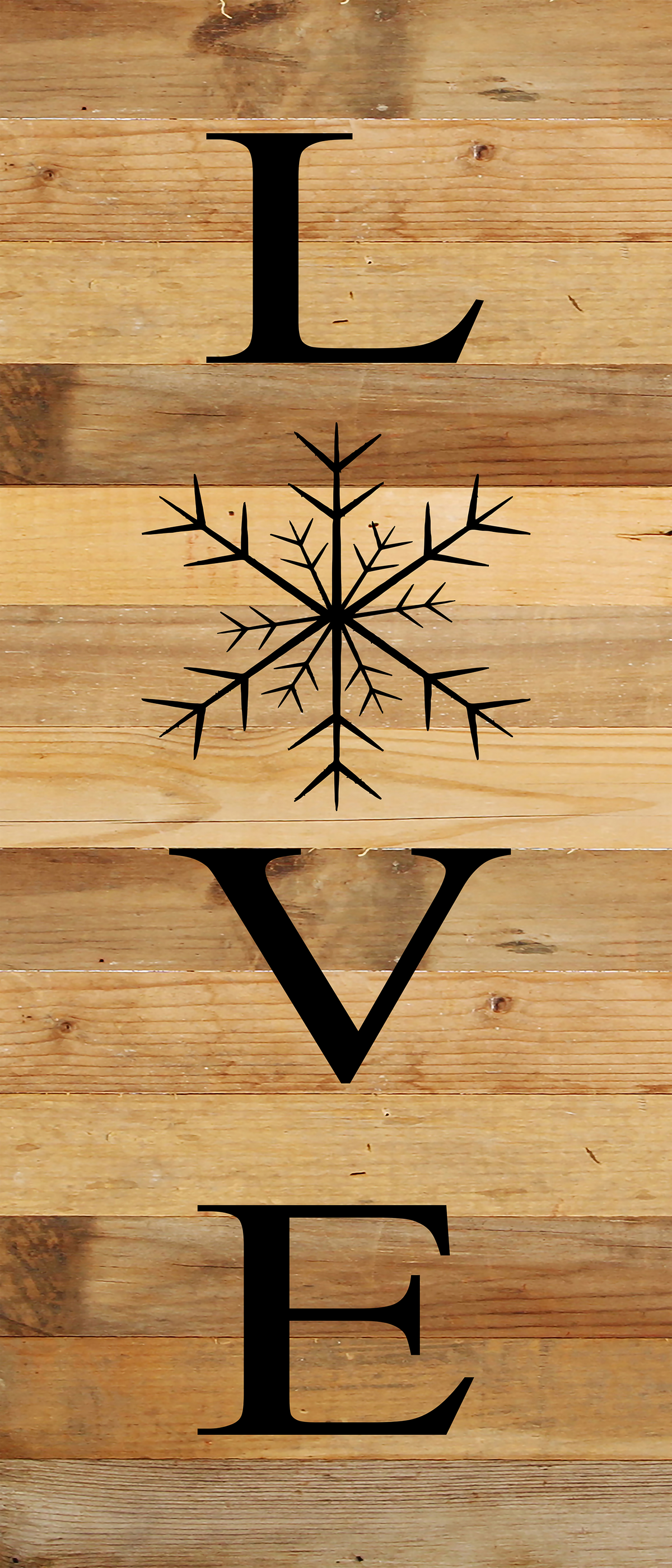 Love (with snowflake for O) / 6"x14" Reclaimed Wood Sign