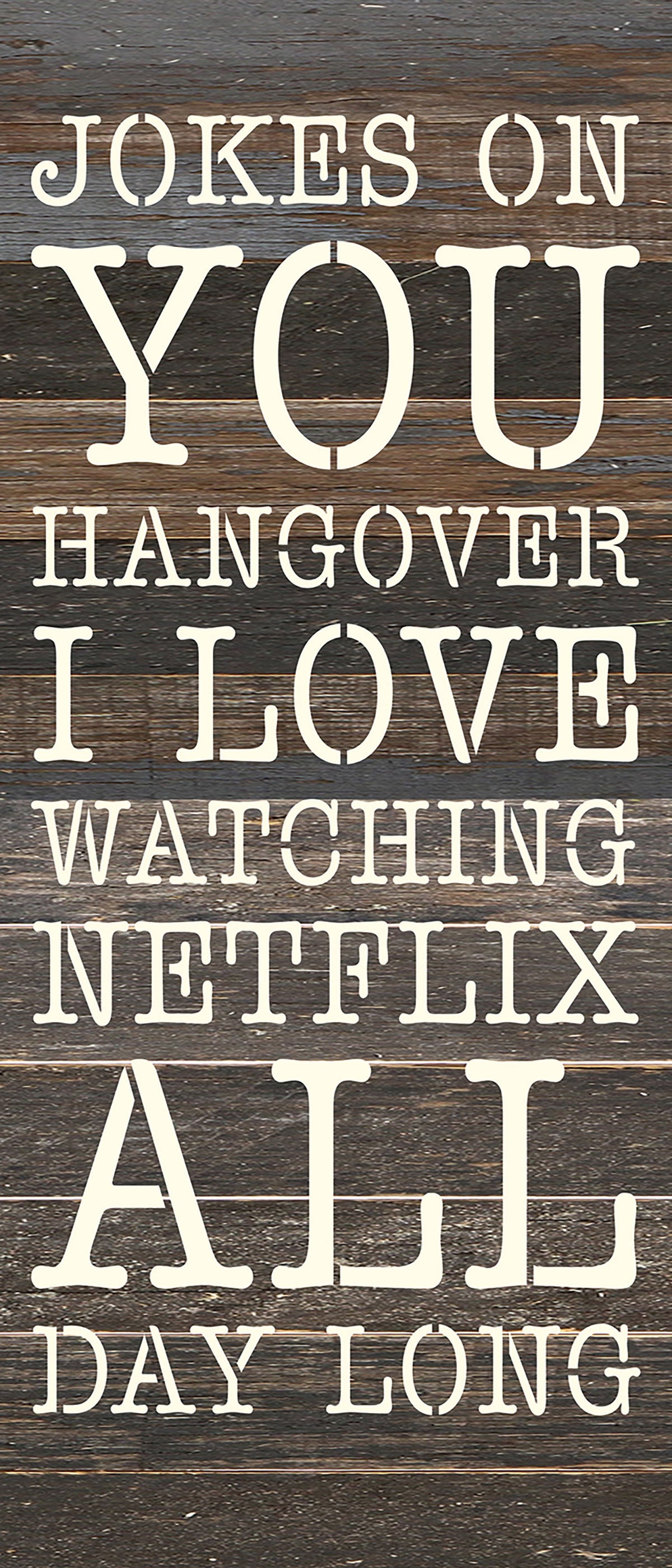 Jokes on you hangover I love watching Netflix all day long / 6x14 Reclaimed Wood Wall Decor