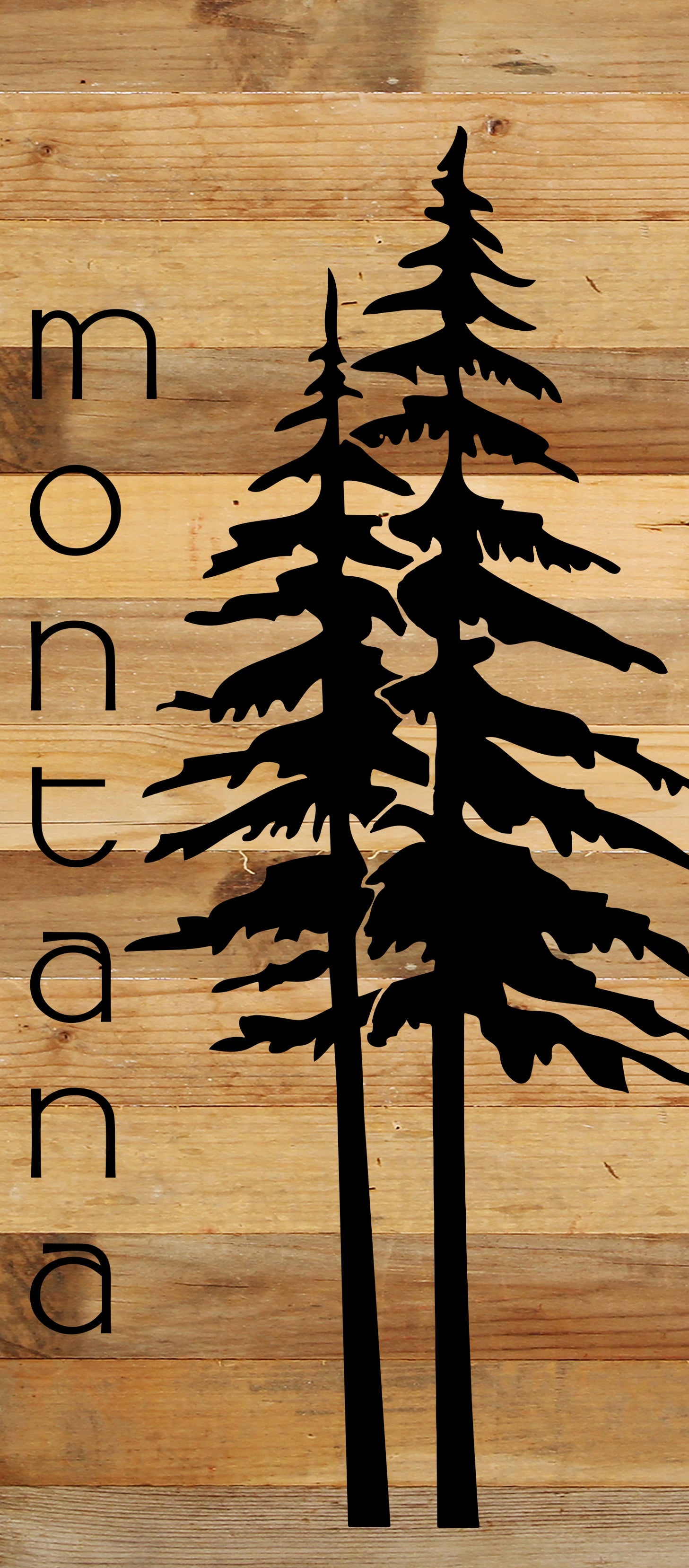 State with tree outline / 6"x14" Reclaimed Wood Sign