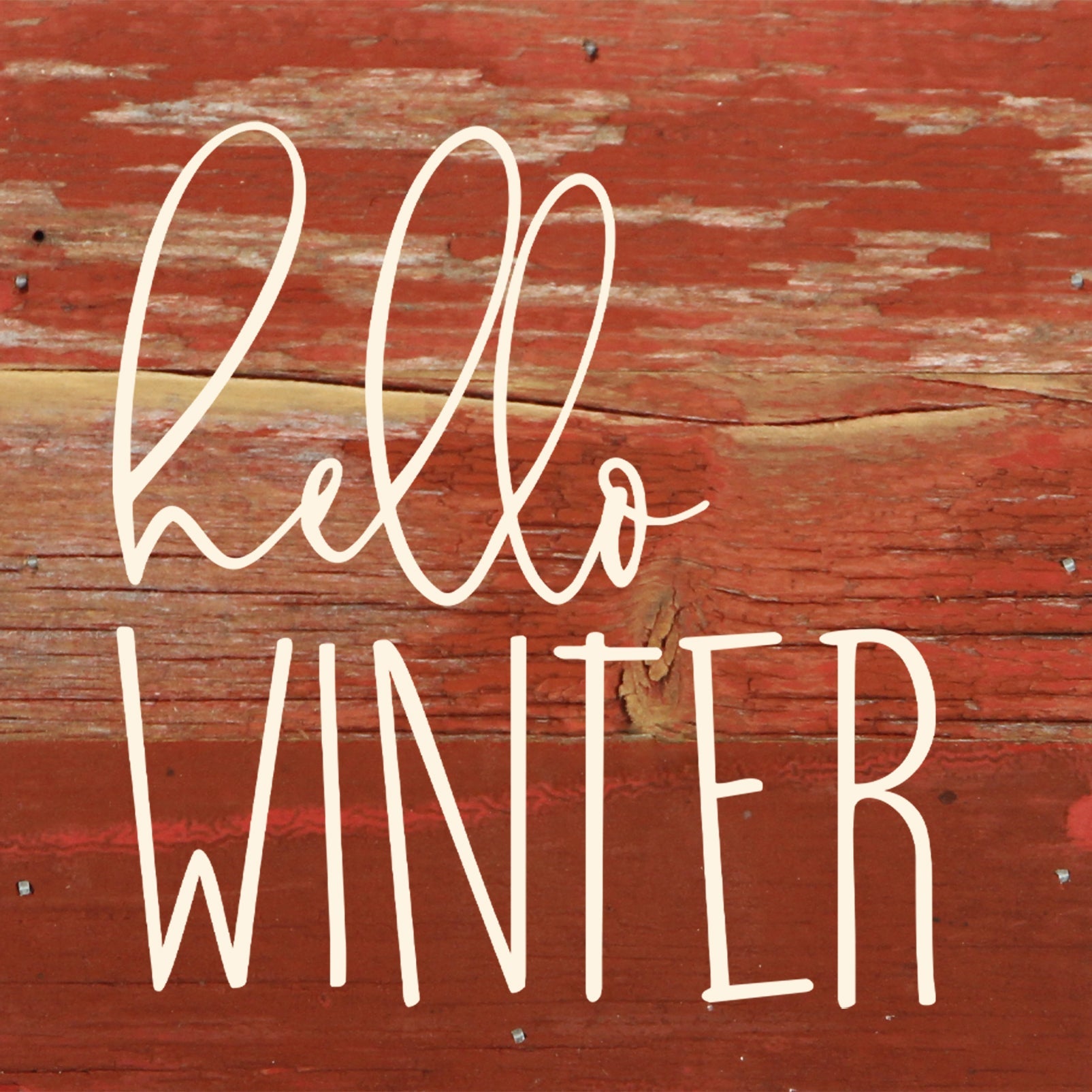 Hello winter / 6"x6" Reclaimed Wood Sign
