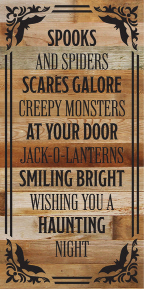 Spokes and spiders, scares galore, creepy monsters at your door... / 12x24 Reclaimed Wood Sign