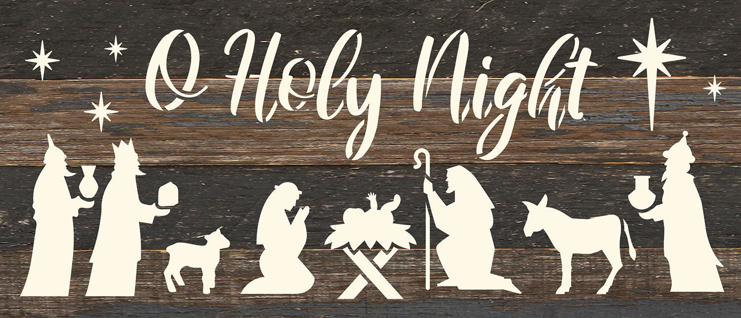 O Holy Night Nativity Scene / 14x6 Reclaimed Wood Wall Decor