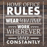 Home Office Rules / 14X14 Reclaimed Wood Sign