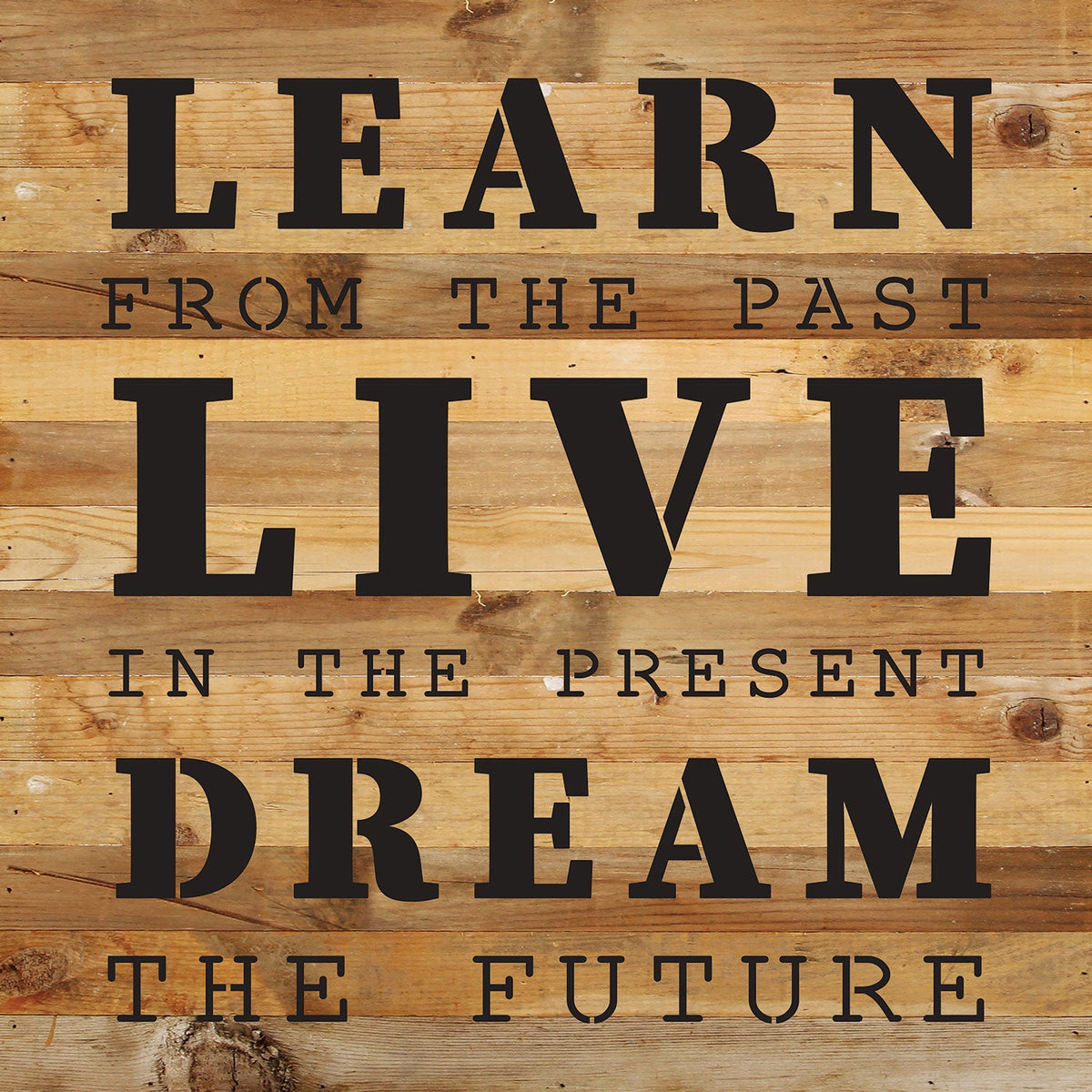 Learn from the past. Live in the present. Dream the future / 14x14 Reclaimed Wood Wall Decor