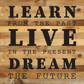 Learn from the past. Live in the present. Dream the future / 14x14 Reclaimed Wood Wall Decor