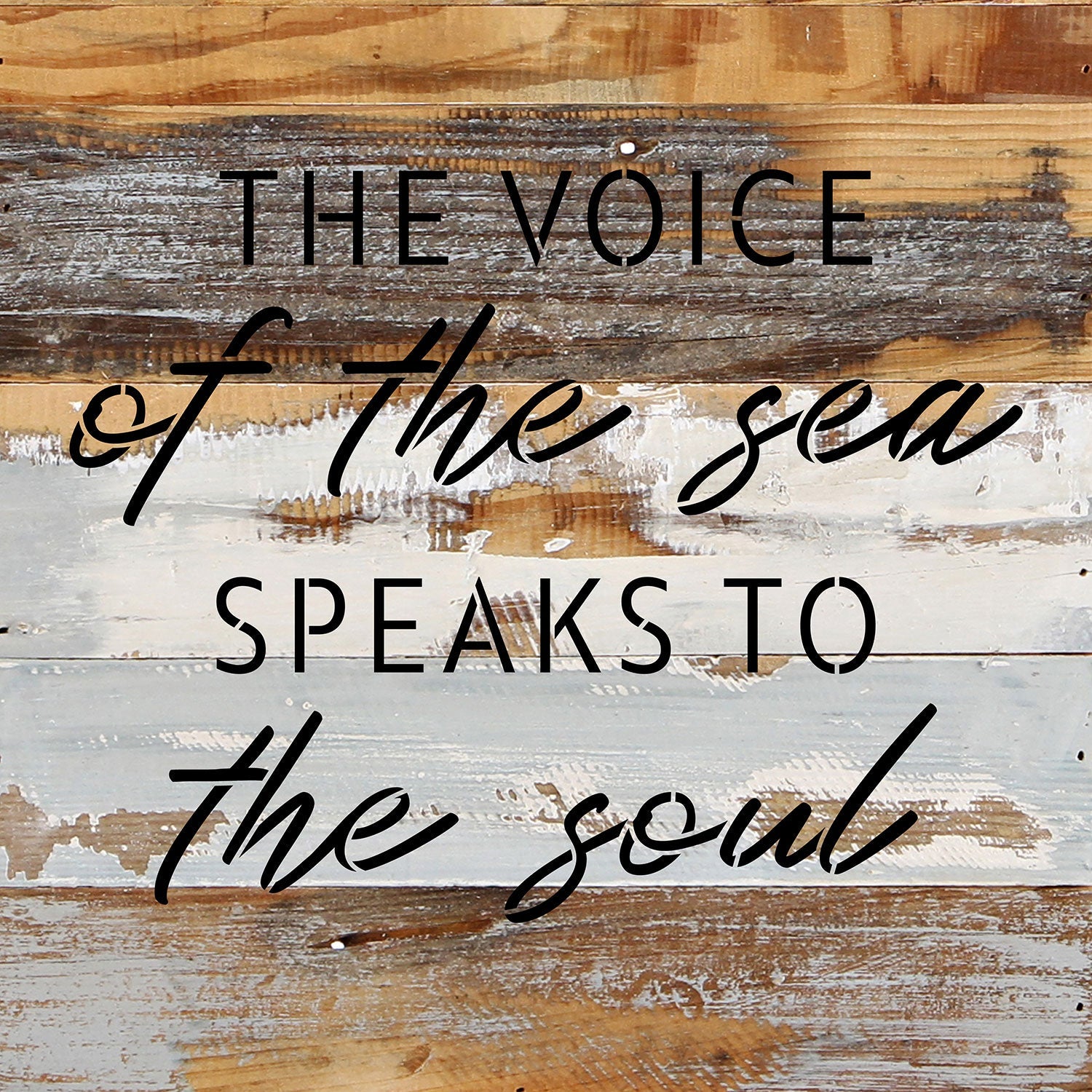 The voice of the sea speaks to the soul / 14x14 Reclaimed Wood Wall Decor