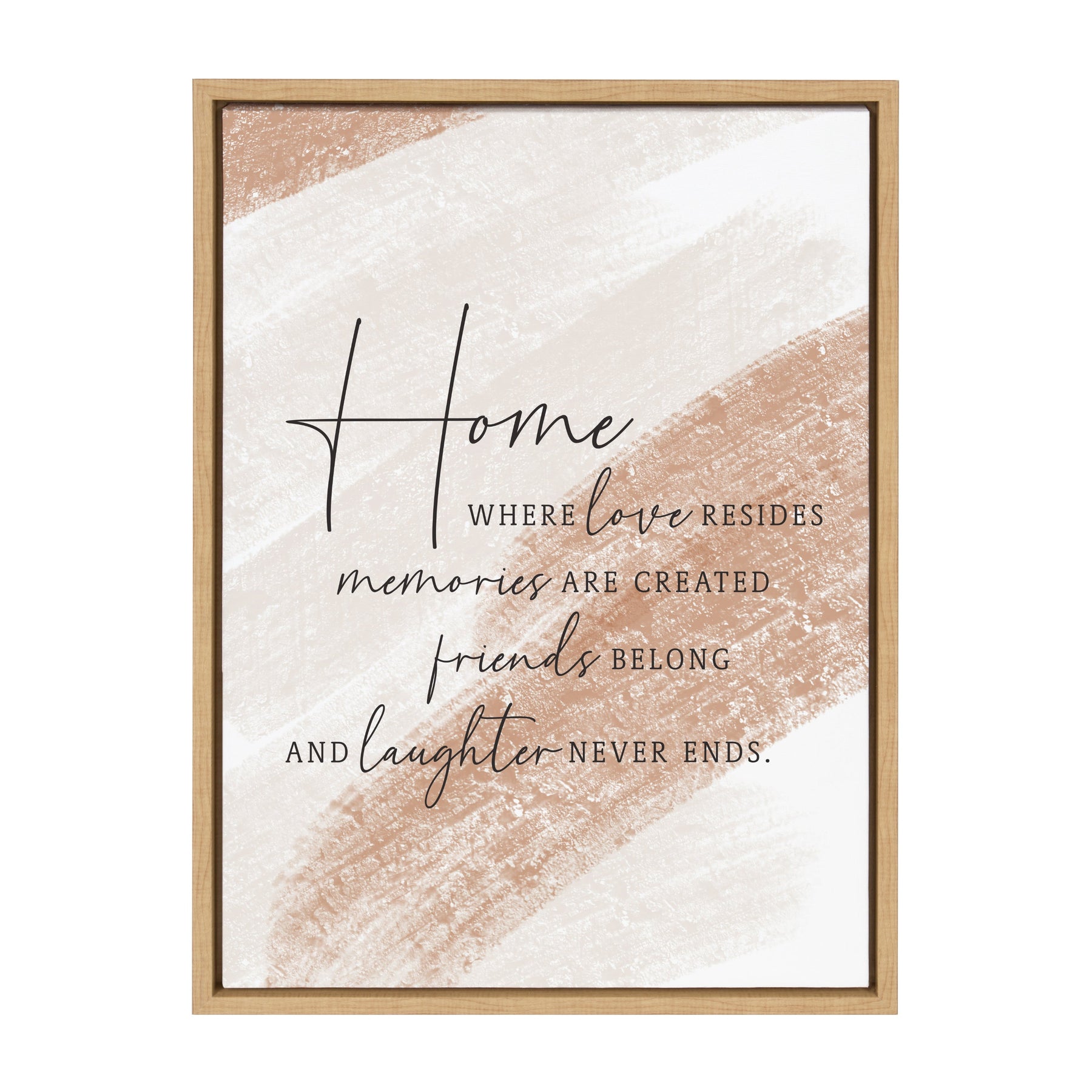 Home... where love resides, memories are created, friends belong, and laughter never ends. / 18x24 Framed Canvas