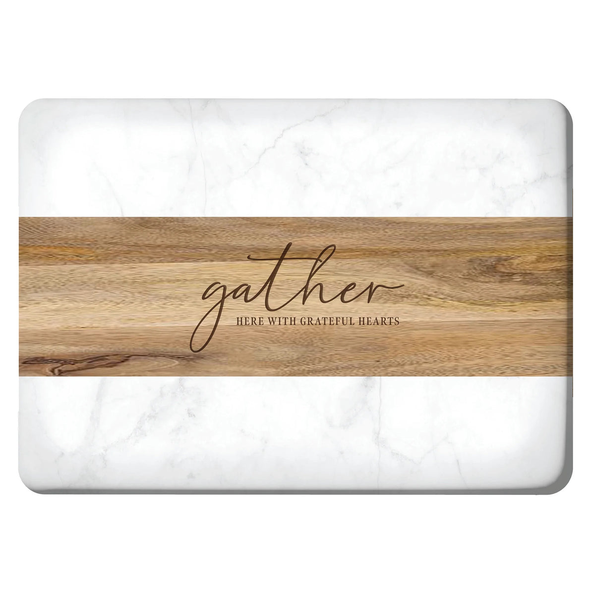 Gather Here with Grateful Hearts / Marble & Wood Serving Board