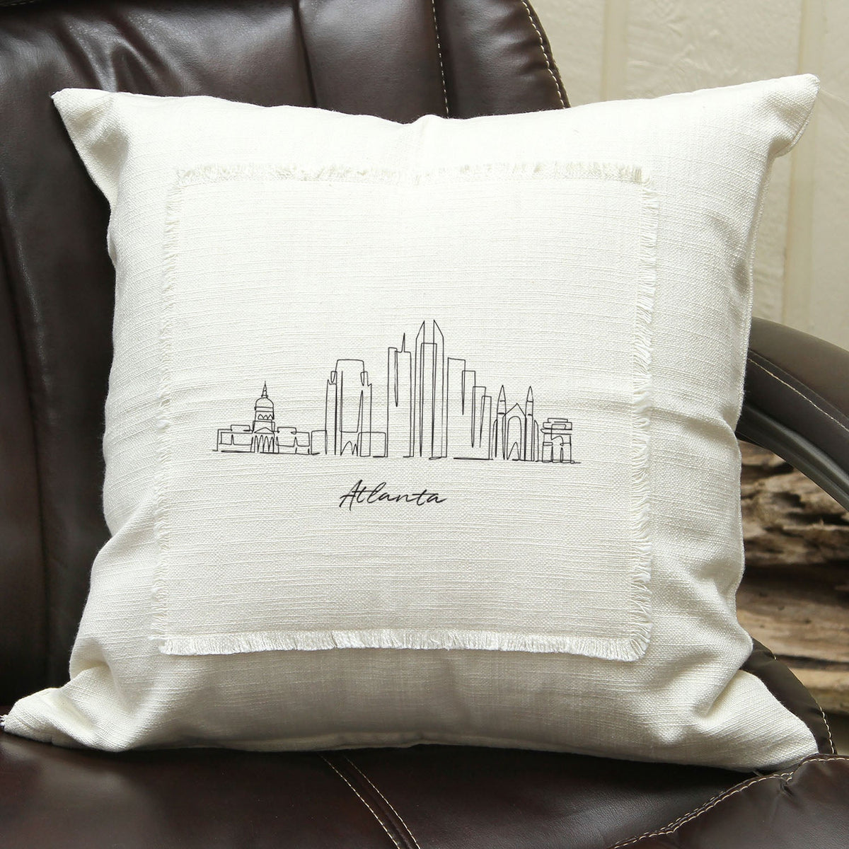 Custom Cityscape / Natural or Grey Pillow Cover