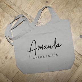 [Name] Custom Bridesmaid Design / Natural or Grey Tote Bag