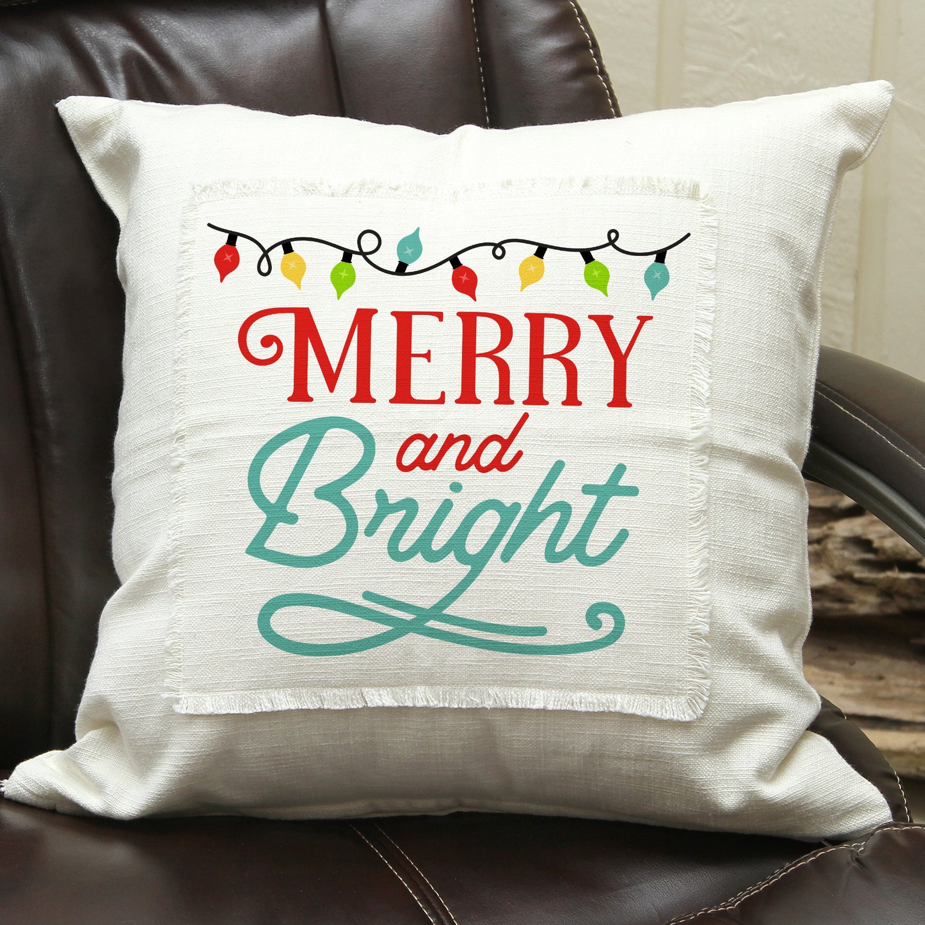 Merry and Bright / Natural Pillow Cover