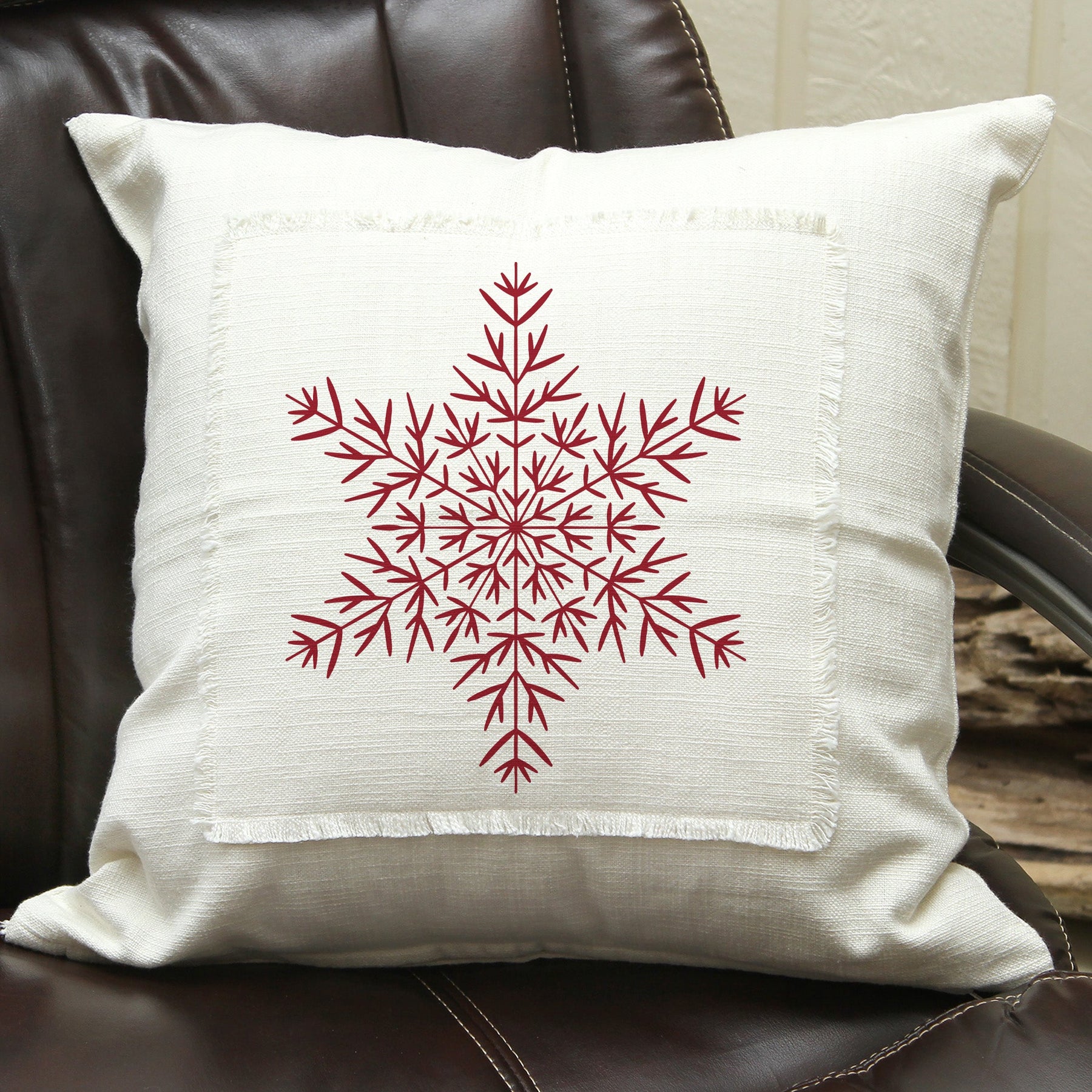 Snowflake / Natural Pillow Cover